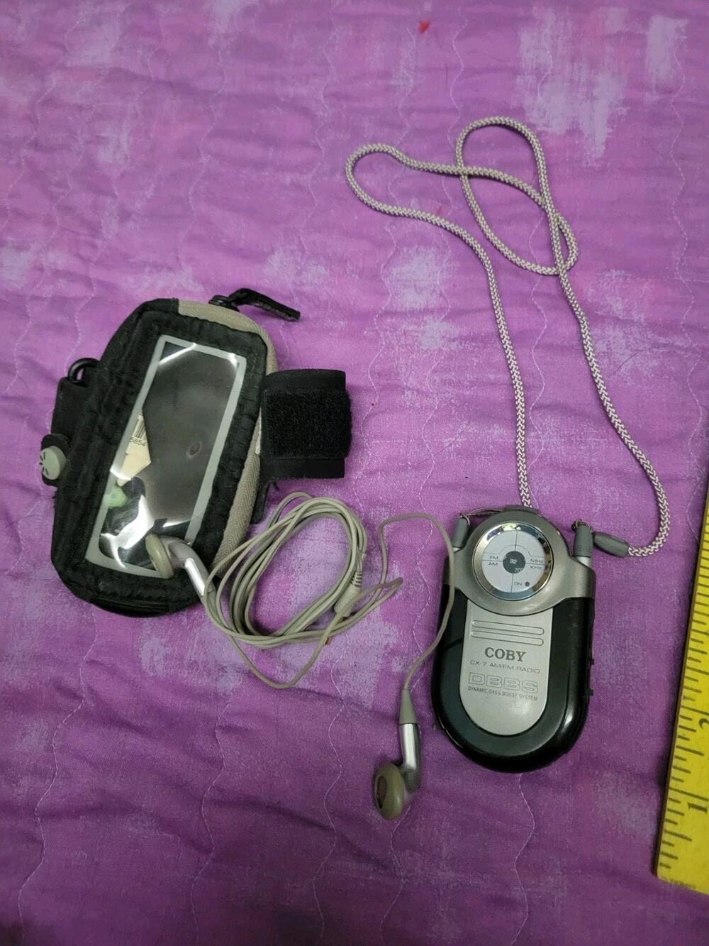 Coby CX-7 AM/FM Portable Pocket Mini Radio Dynamic Bass Boost System+ Earbuds